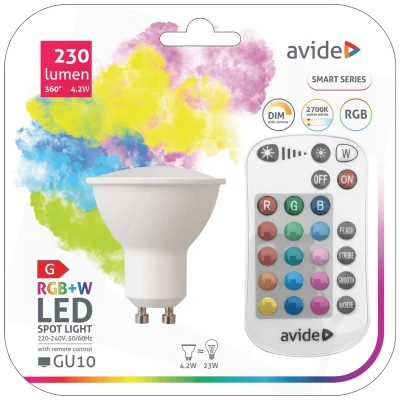 Avide Pametna sijalica, LED 4.2W, GU10, RGB+W, daljinski - Smart LED GU10 4.9W