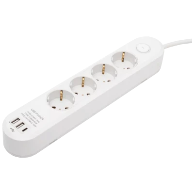 home Produžni kabl, 4 utičnice, 1.5mm², USB, 1.5 met. - NV4KUSBC