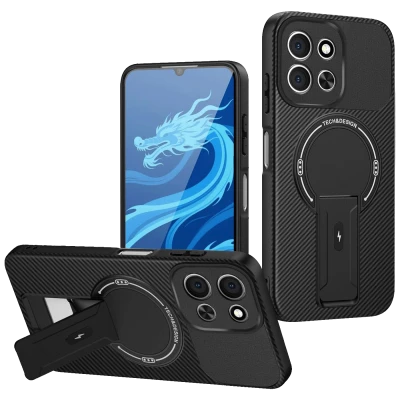 NN-Su Maska za Redmi 15C, Carbon Fiber Texture, MagSafe, stalak - Redmi 15C MagSafe Phone Case