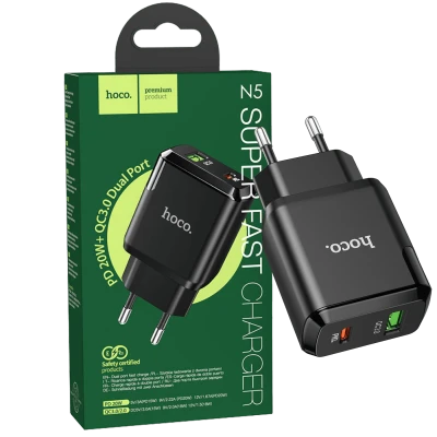 hoco. Punjač kućni, brzi, PD 20W, QC3.0 18W - N5 Favor Black