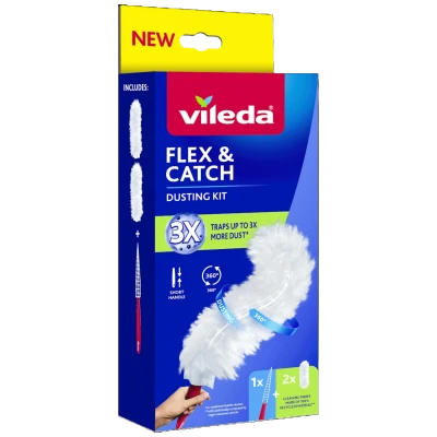 Vileda Krpa za prašinu s kratkom drškom i 2 fleksibilna umetka  - Flex & Catch; 2 x Refill