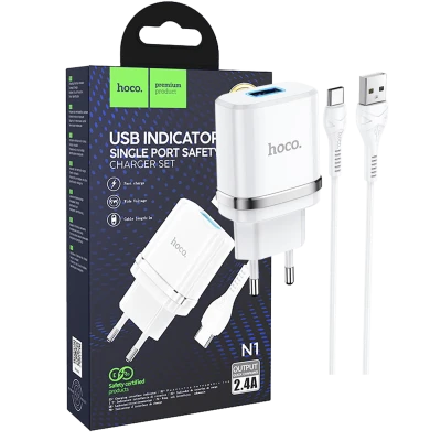 hoco. Punjač kućni sa USB type C kabelom, N1, 2.4A - N1 Ardent type C