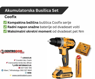 Akumulatorska/Aku Busilica sa Baterijom i Punjacem Set Coofix