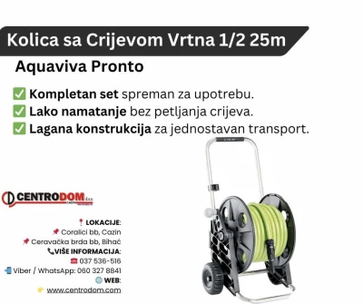 Kolica sa Crijevom Vrtna 1/2 25m Aquaviva Pronto