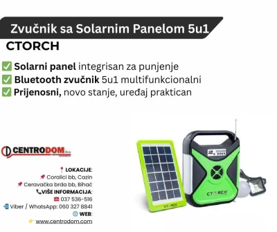 Zvučnik sa Solarnim Panelom 5u1