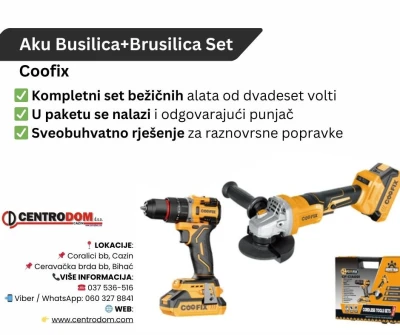 Akumulatorska/Aku Busilica+Brusilica Set Coofix