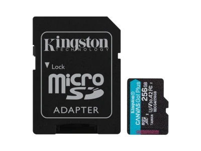 Kingston microSD 256GBCanvasGoPlus, Gen4r/w:200MB/s/160MB/s,with adapter