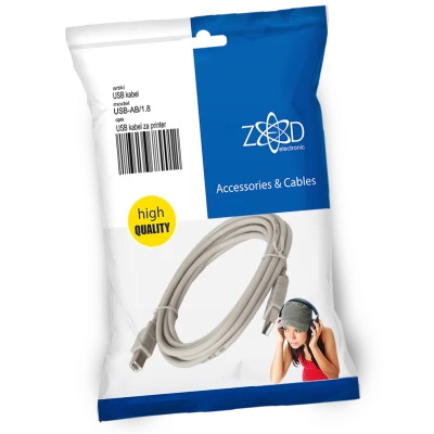 ZED electronic USB kabl za printer, dužina 1.8 metara - USB-AB/1.8