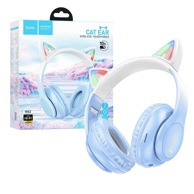 hoco. Slušalice bežične sa mikrofonom, Bluetooth - W42 Cat Ears, Crystal Blue