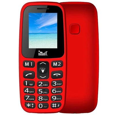 MeanIT Mobilni telefon, 1.77" zaslon, Dual SIM, BT, SOS tipka - VETERAN I MOBILNI TELEFON-CRVENI