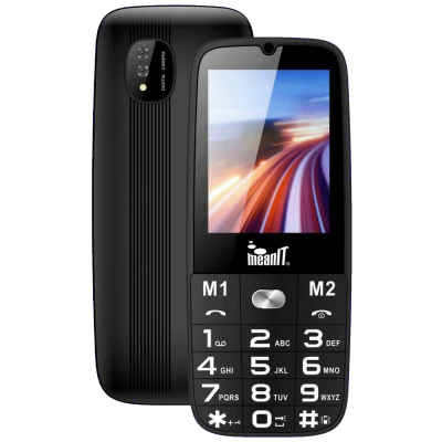 MeanIT Telefon mobilni, SOS tipka, LED svjetiljka - SENIOR 15, Crni