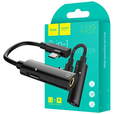 hoco. Adapter za slušalice 2in1, USB type C na type C / 3.5 mm - LS19 Type-C to 3.5 mm