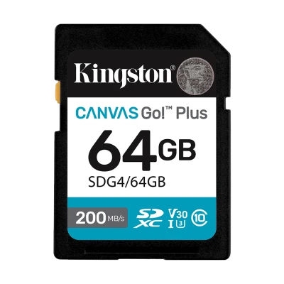 SD card Kingston 64 GB SDG4/64GB  SDXC,r/w:200/100MB/s, DSLRs, mirrorless cameras, 4K video