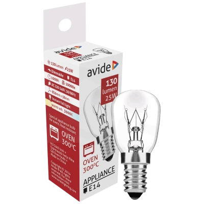 Avide Sijalica za pećnicu, 25W, E14, 3000K, 300 °C, IP20 - Oven 300 °C bulb 25W E14