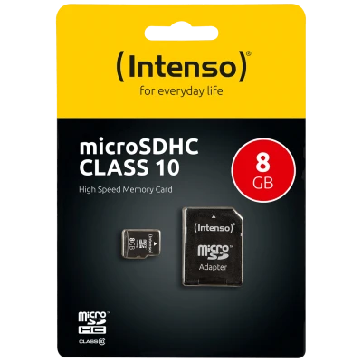 (Intenso) Micro SD Kartica 8GB Class 10 (SDHC & SDXC) sa adapterom - SDHCmicro+ad-8GB/Class10