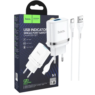 hoco. Punjač kućni sa USB type C kabelom, N1, 2.4A - N1 Ardent type C