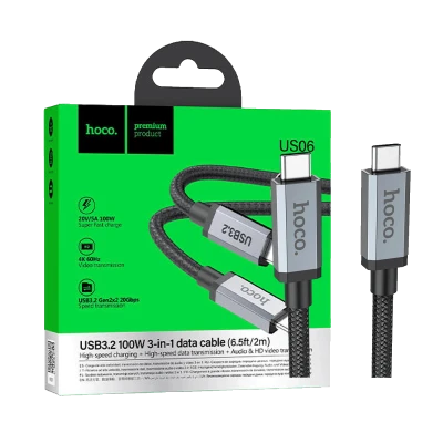 hoco. USB kabl za smartphone, 100W, US06, USB3.2 type C,  2 met. - US06 2M