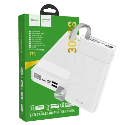 hoco. Punjač prijenosni sa lampom, Hoco j73, 30000mAh, 2A / 2A - J73 Powerful, White