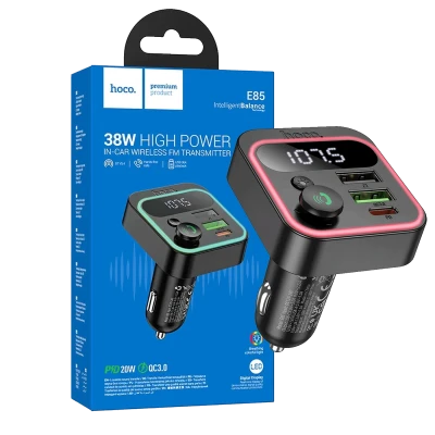 hoco. FM modulator, Bluetooth, 12/24V, 2 x USB, PD QC3.0 20W - E85 Tiger