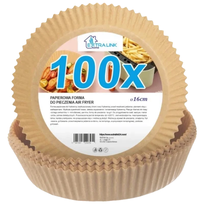 Extralink Papir za pečenje za friteze na vrući zrak,16x16 cm,100 kom. - Paper Liners for Air Fryers 100pcs