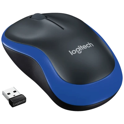Logitech Miš bežični, 2.4 GHz, 1000 dpi, USB nano, Blue - M185
