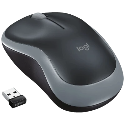 Logitech Miš bežični, 2.4 GHz, 1000 dpi, USB nano, Gray - M185