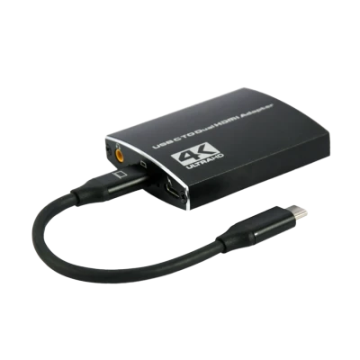USB adapter Type-C to dual HDMI adapter, 4K 60Hz, black, GEMBIRD, A-CM-HDMIF2-01