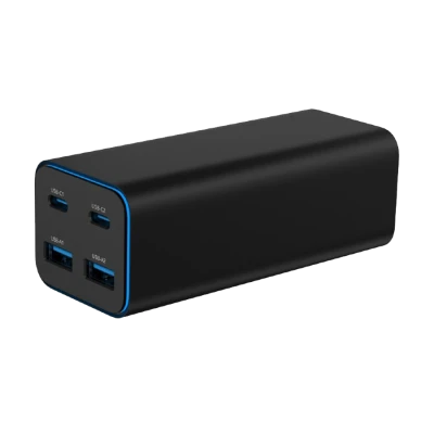 USB punjač 2xType-C + 2xUSB-A 4-port 100 W GaN USB PowerDelivery fast charger, black, GEMBIRD, TA-UC-2A2C-PD100-01-BK