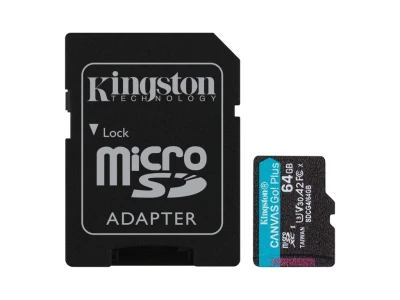 Kingston microSD 128GBCanvasGoPlus, Gen4r/w:200MB/s/160MB/s,with adapter