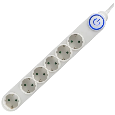 home Produžni kabl, 6 utičnice, 3 x 1,0mm², 1,5met, bijeli - NV 06TK/WH