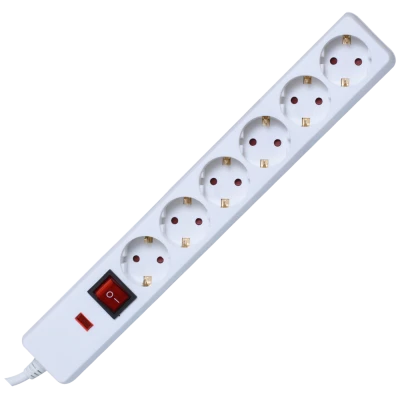 home Produžni kabl sa zaštitom, 6 utičnica, 1.5mm², 1.5 met - NVT 06K/WH